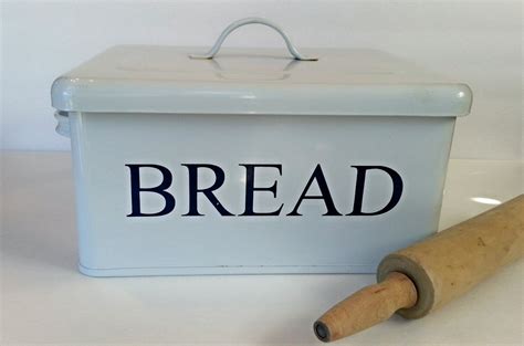 enameled metal bread box white|white enamel bread box.